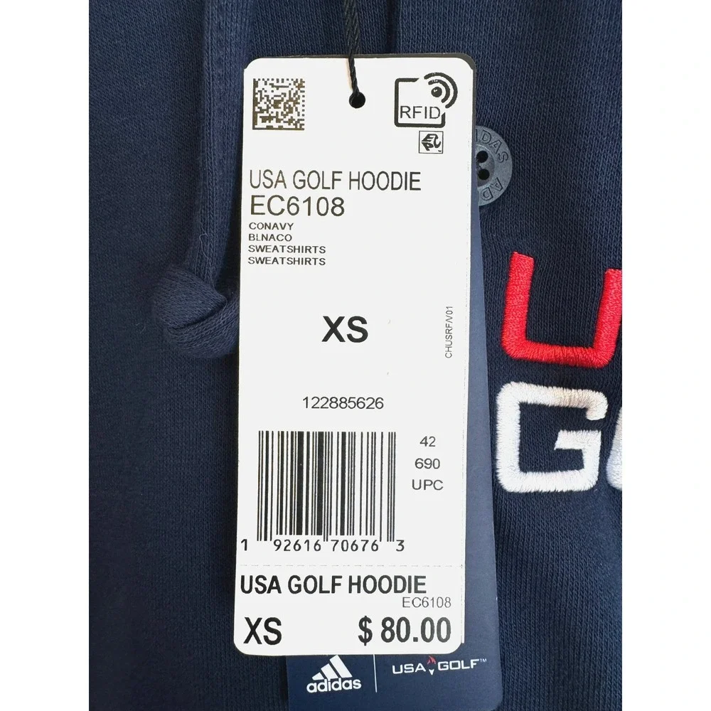 NEW Adidas 2020‎ USA Golf Team Navy Hoodie Sweatshirt Pullover Men's Size XS